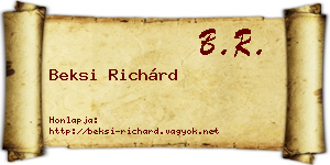 Beksi Richárd névjegykártya